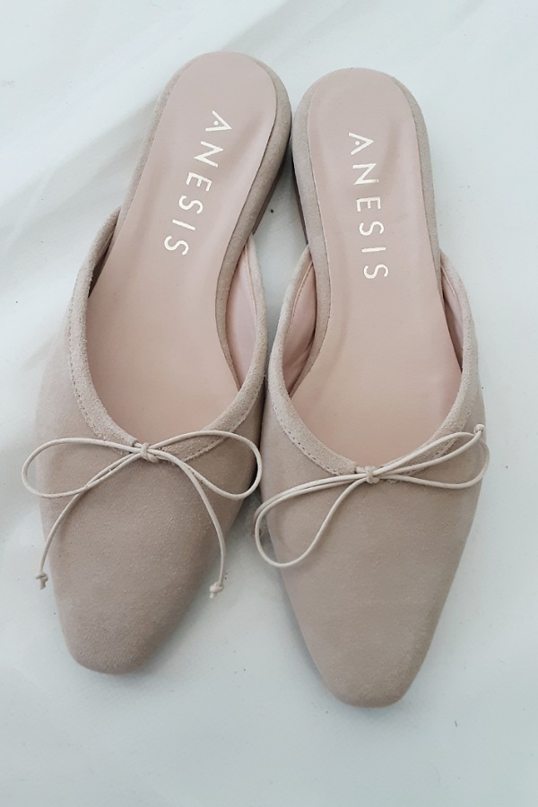 tan suede mules flat