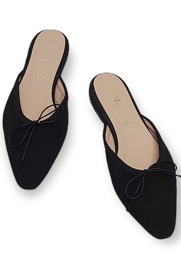 black suede mules women