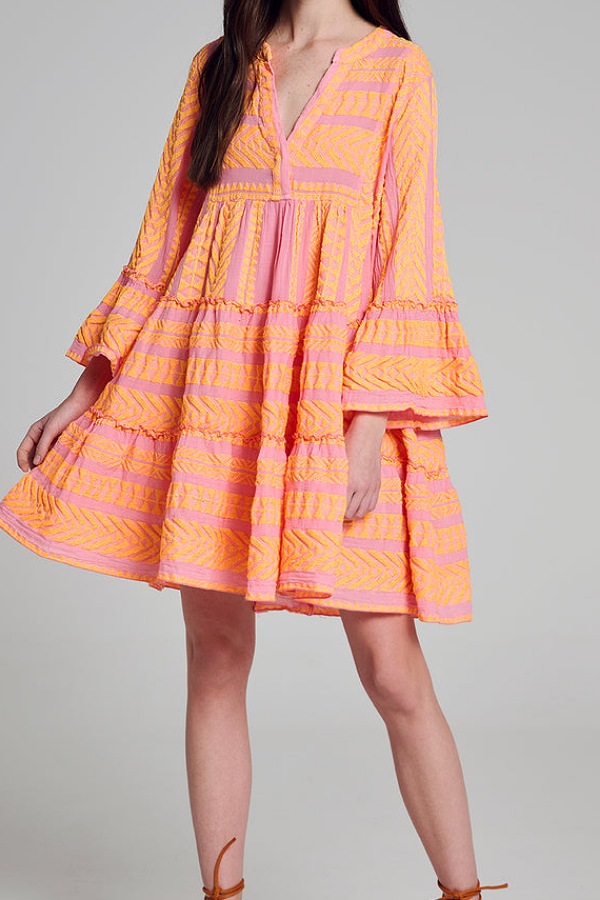 short orange and pink dress