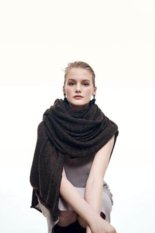 IOANNA-KOURBELA-KNIT-MAXI-SCARF-LUREX-BROWN