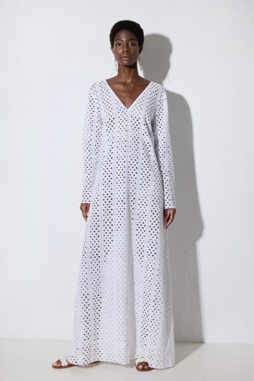 delos kafta white cotton eyelet dress by yiorgos koulasidis