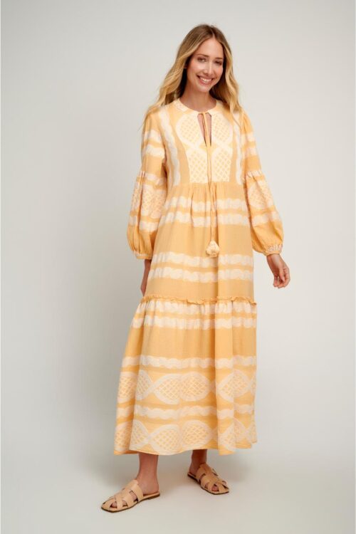 pearl & caviar hydra light yellow dress s25p1099