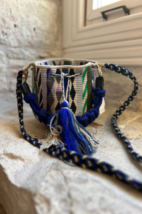 guanabana macrame m bag blue green