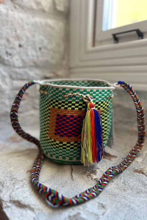 guanabana green and yellow crossbody bag