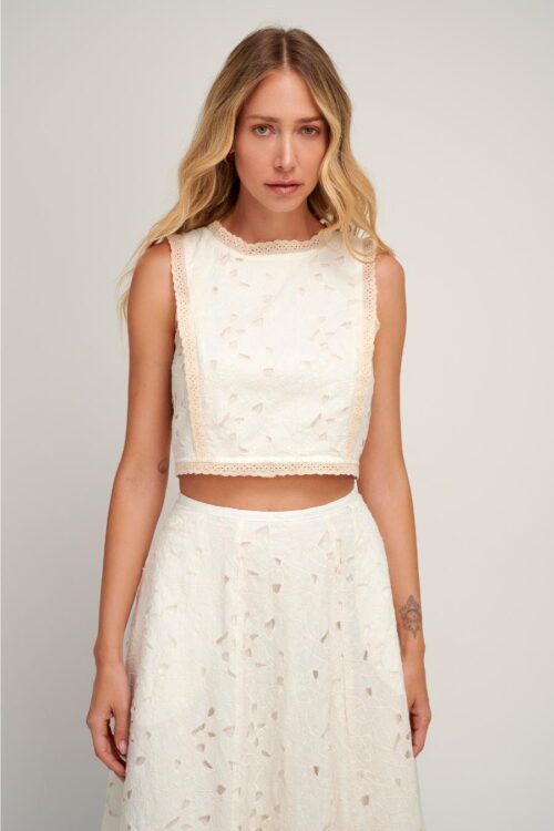 pearl & caviar broderie crop top giasemi s25p1223