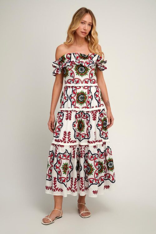 pearl & caviar embroidered dress samarina s25p1226