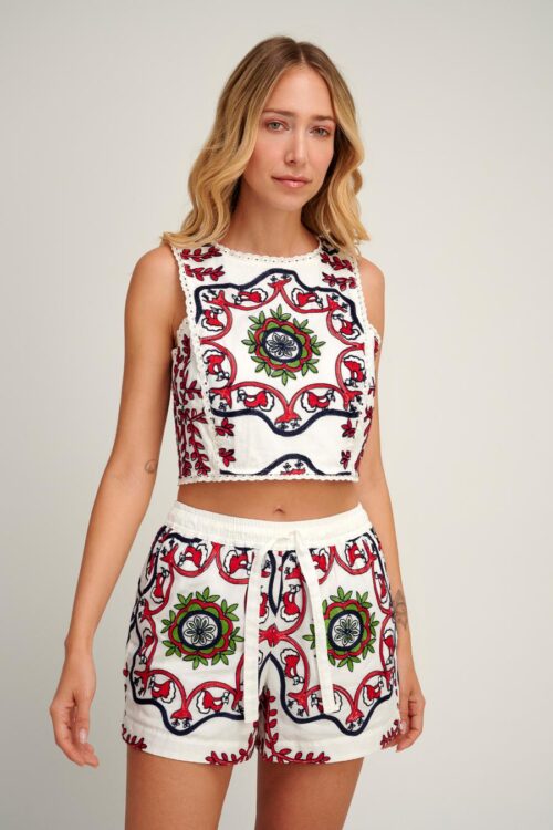 pearl and caviar embroidered crop top samarina s25p1235
