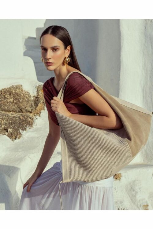 orra the brand victoria suede raffia bag