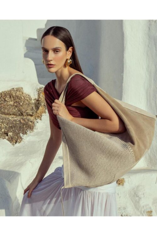 orra the brand victoria suede raffia bag
